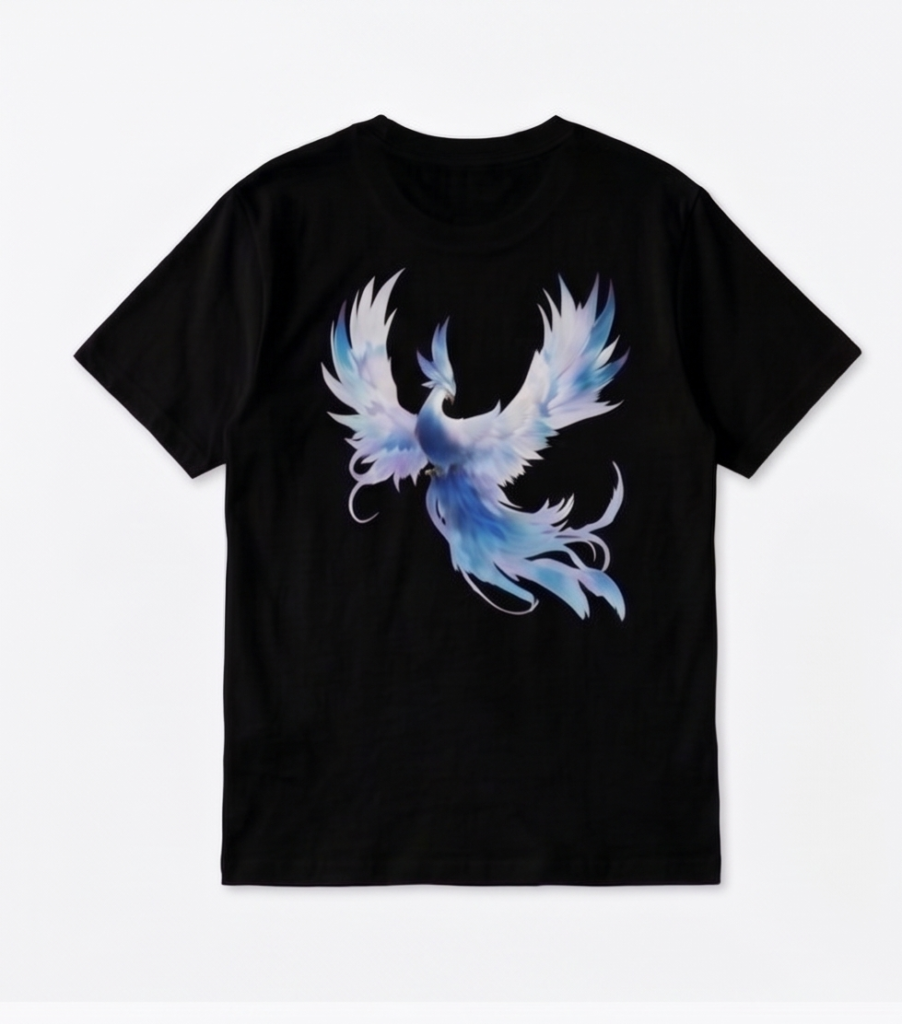 DENİZ ERTEN AKADEMİ - T-SHIRT BEYAZ - SİYAH (ANKA KUŞU DİJİTAL BASKILI)