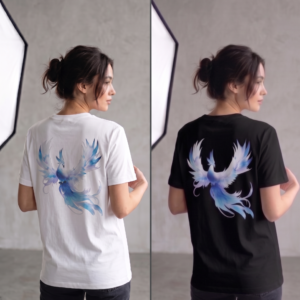 T-SHIRT BEYAZ - SİYAH (ANKA KUŞU DİJİTAL BASKILI) - TSH-L