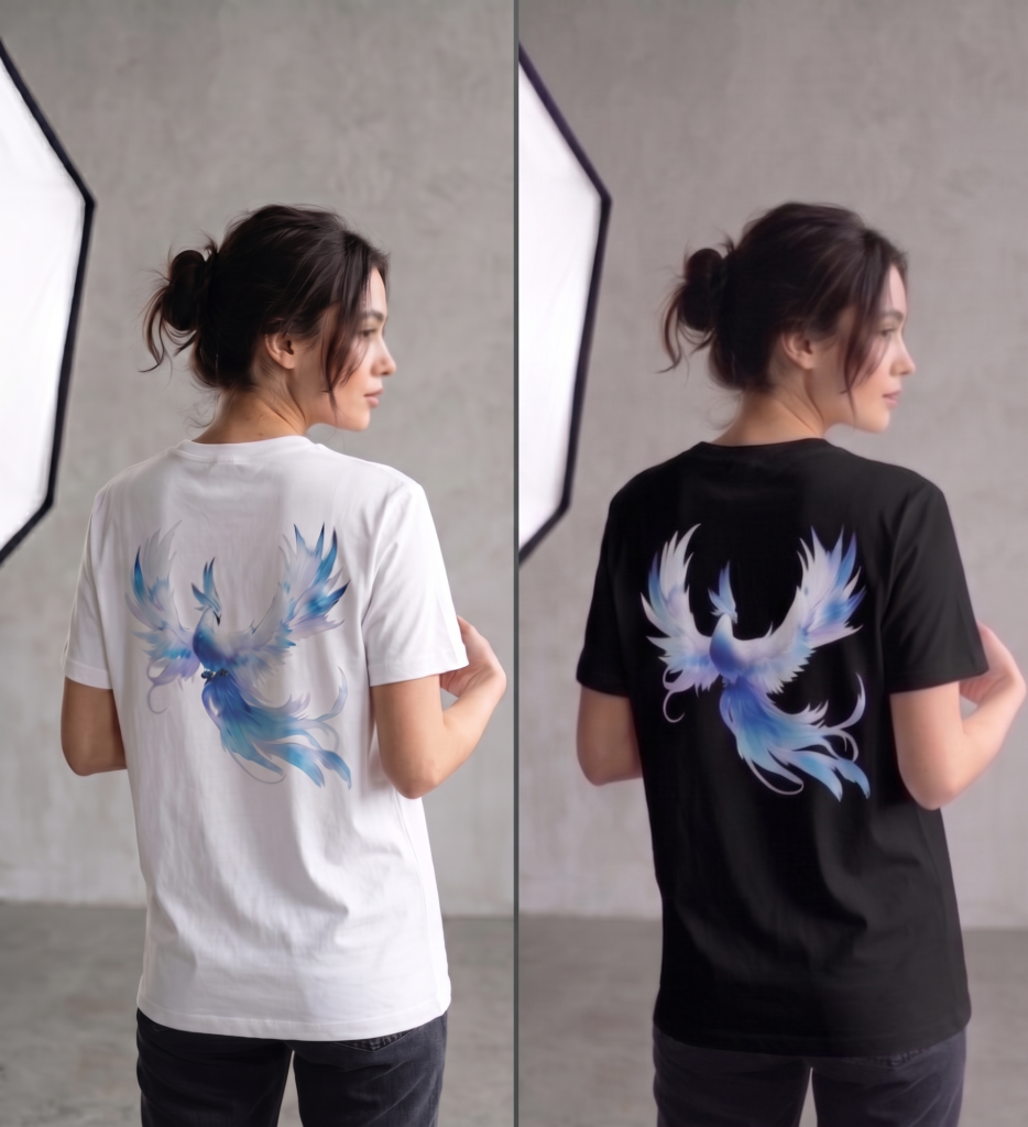 DENİZ ERTEN AKADEMİ - T-SHIRT BEYAZ - SİYAH (ANKA KUŞU DİJİTAL BASKILI)